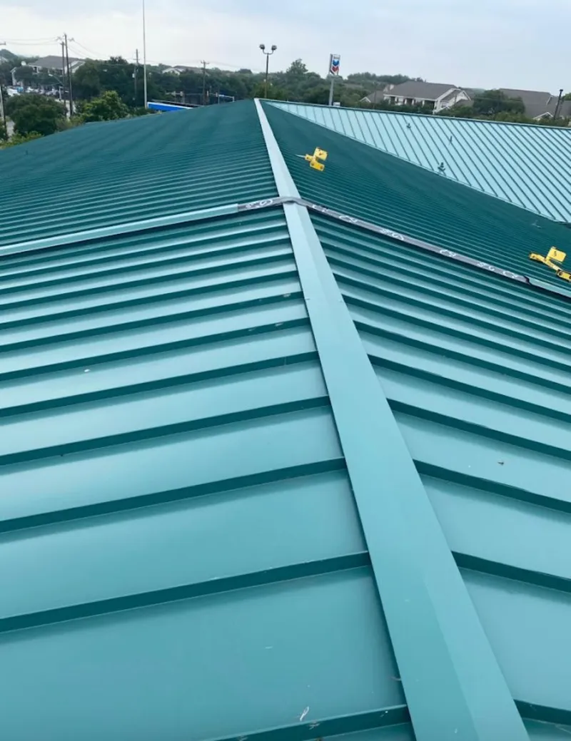 Green commercial metal roof ridge and valley for Metal Roof Repair in Wilmer
